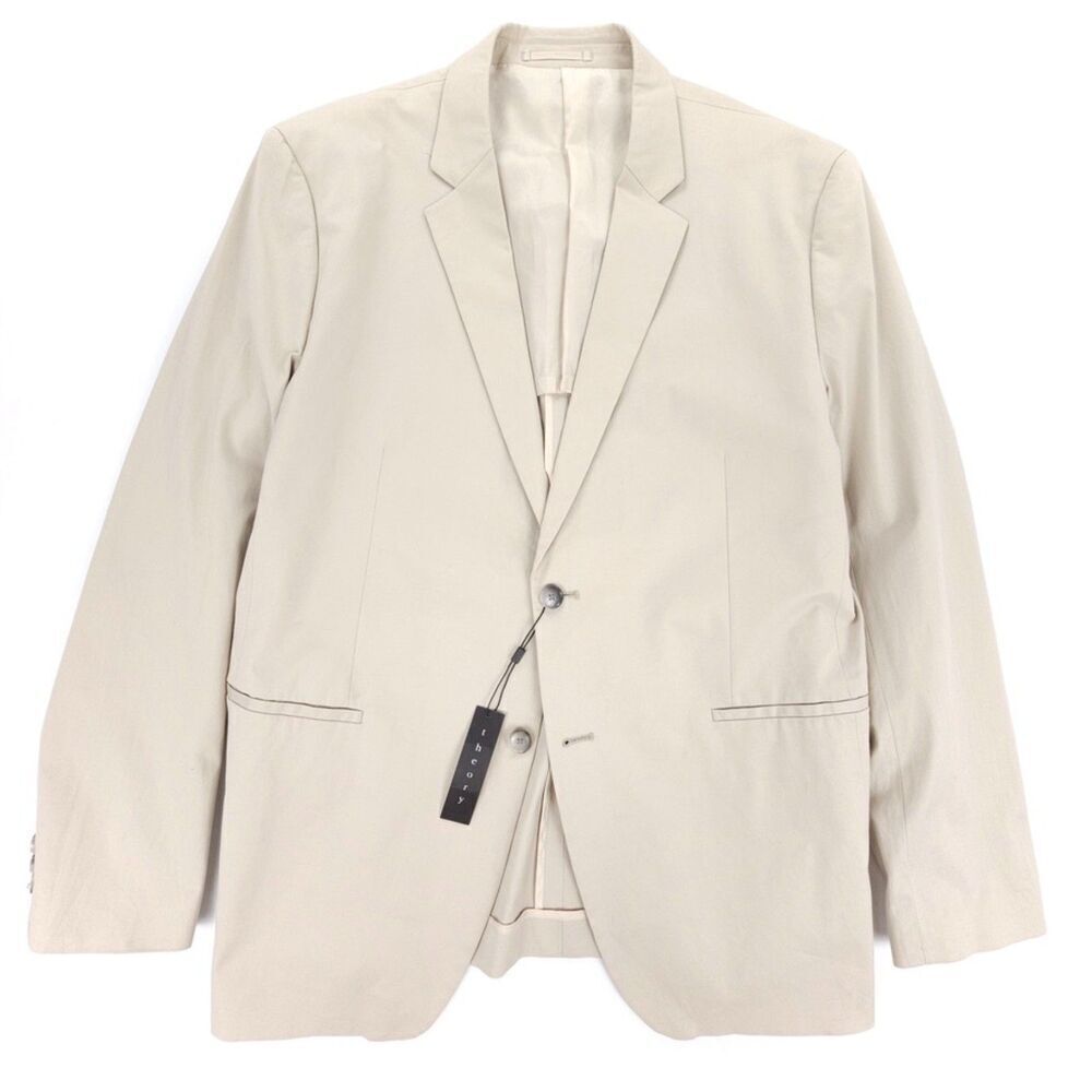 NWT Theory Kris Two Button Blazer Suit Jacket Taupe Cream Old Money Quiet Luxury